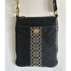 Coach Bolso Bandolera Piel Granulada Negra y Lona Signature Vertical 10796